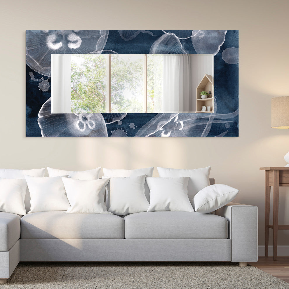 Jellies Rectangular Beveled Mirror on Free Floating Printed Tempered Art Glass