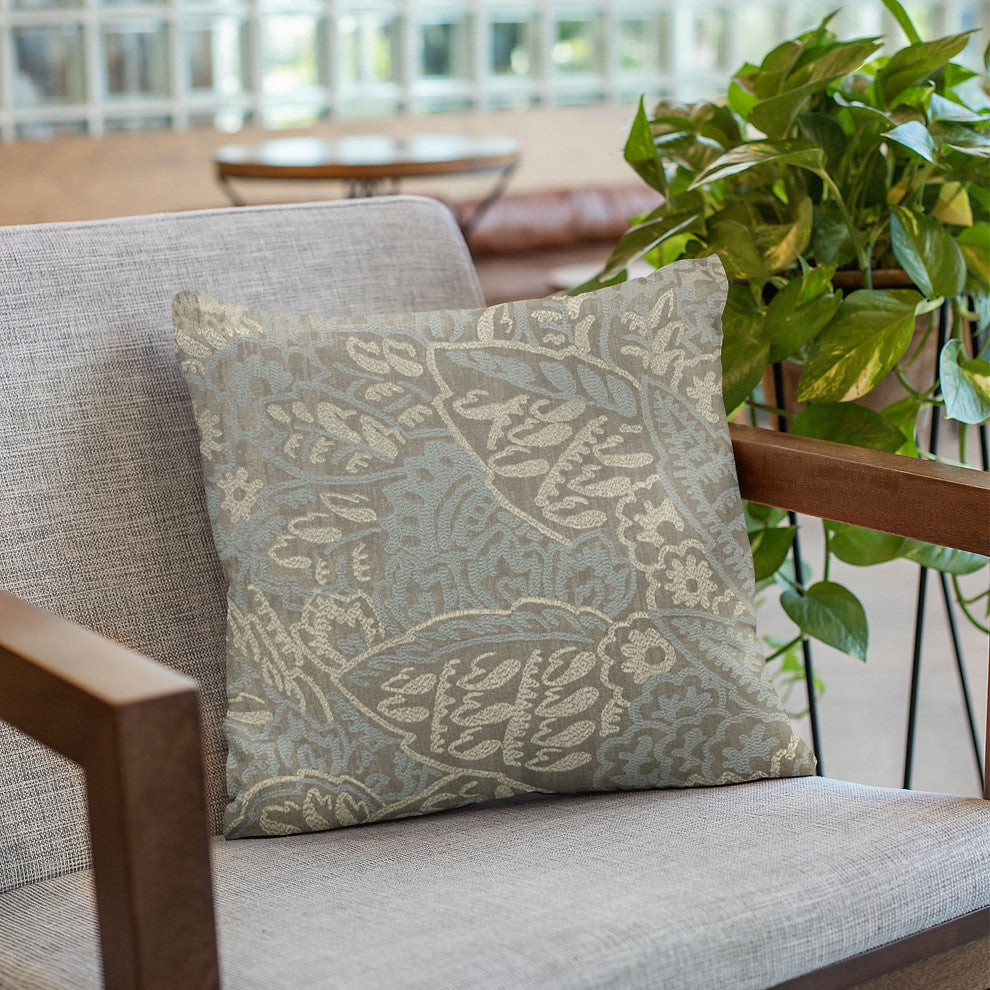 Plutus Blue Festive Jacquard Luxury Throw Pillow, 20"x36"