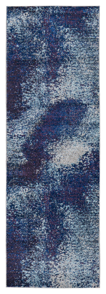 Weave & Wander Adelmo Abstract Contemporary Rug, Blue/Purple, 2'8"x10'