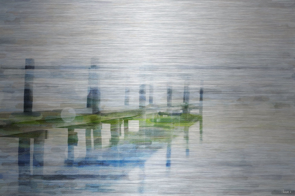 "Dock Mist" UV Ink Print on Brushed  Aluminum, 45"x30"