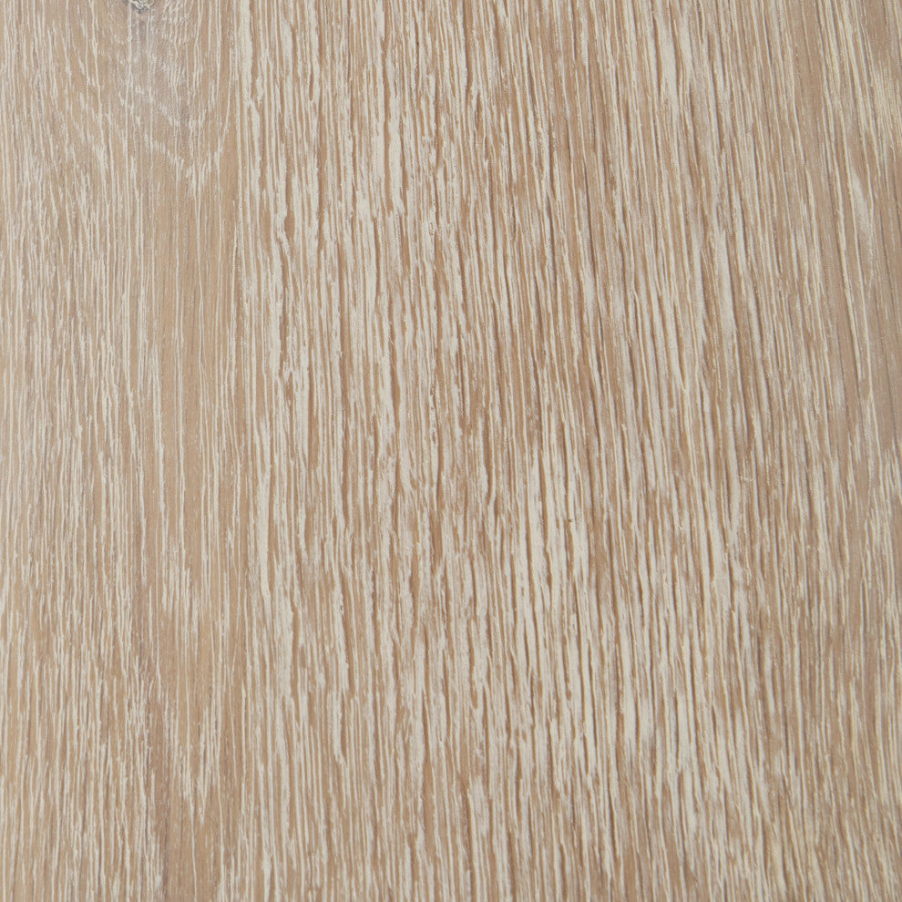 Tiber Oak Wood Round Dining Table, 55", Whitewash