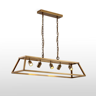 VidaLite Shura Cage, 5 Light Pendant, Brushed Brass