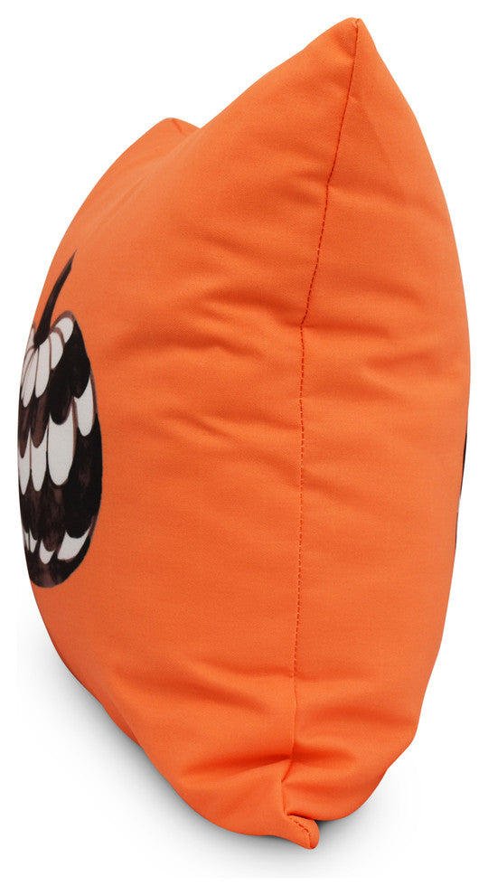 Pumpkin Single Orange Halloween Print Decorative Throw Pillow, 18"
