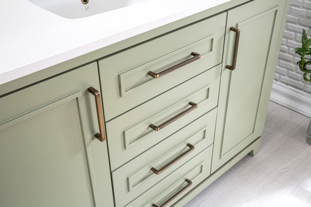 Albia Collection 48" Bathroom Vanity With Sink, Mirror, Countertop, Green
