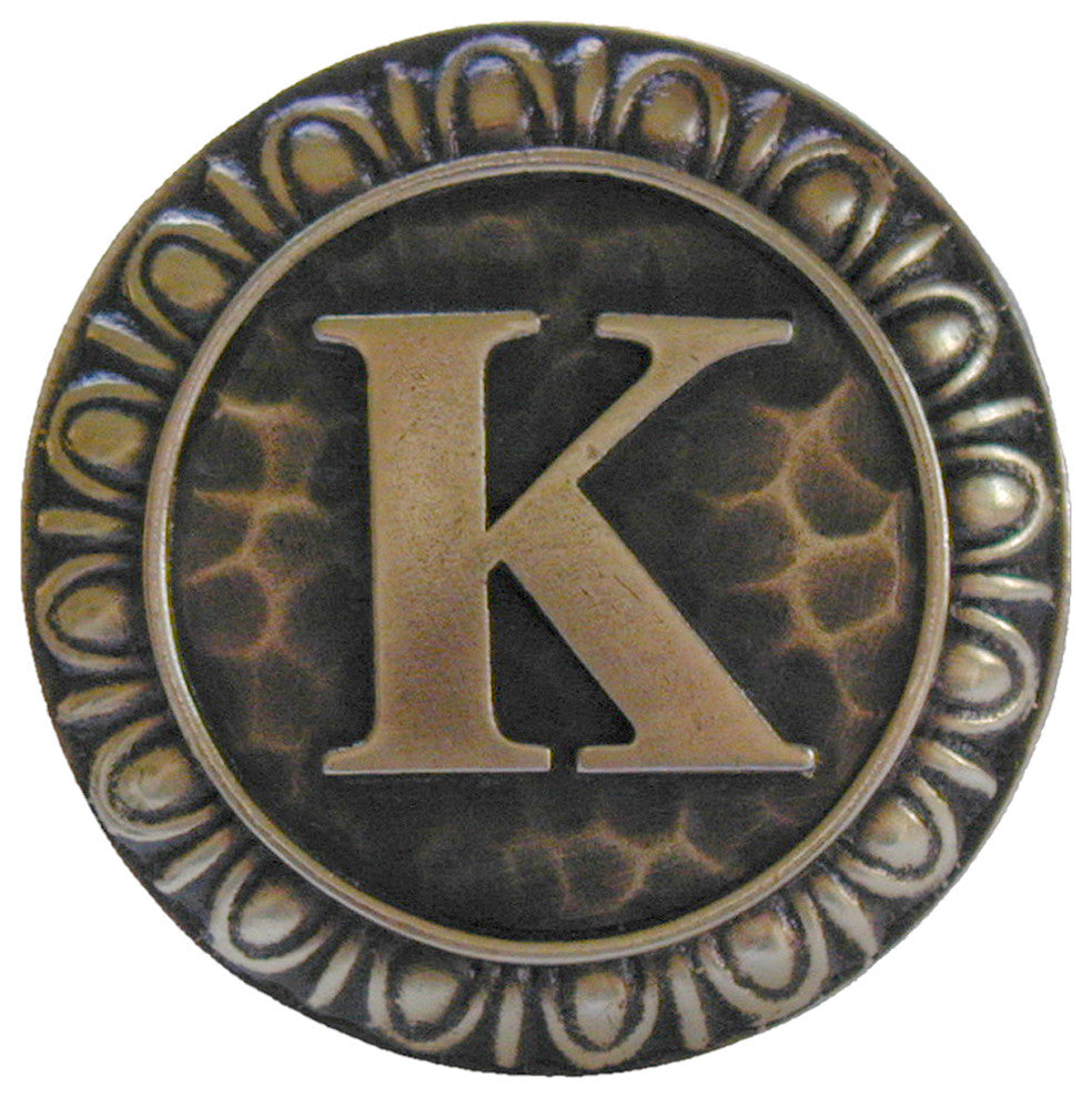 Initial A Knob Antique Brass, Antique Brass, K