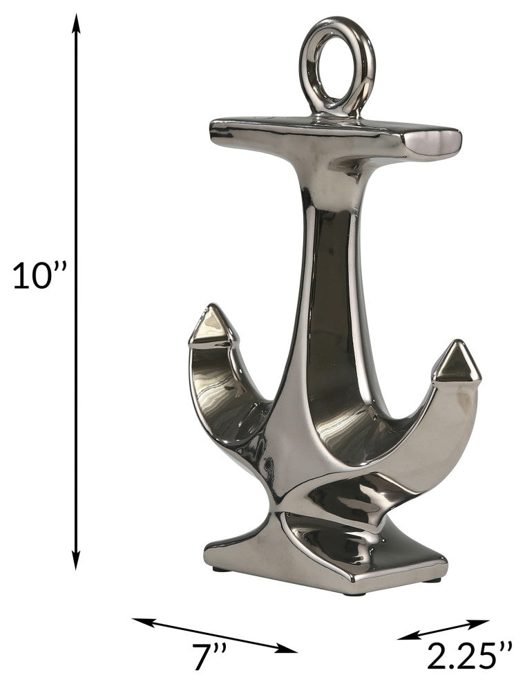 Anchor, Ceramic, 10", Silver