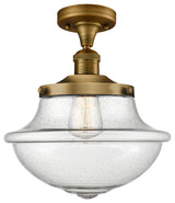 Large Oxford 1-Light Semi-Flush Mount, Brushed Brass, Seedy