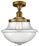 Large Oxford 1-Light Semi-Flush Mount, Brushed Brass, Seedy