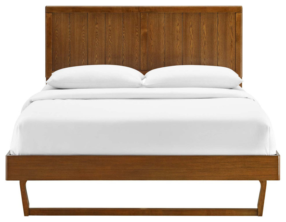 Alana Twin Wood Platform Bed With Angular Frame Walnut