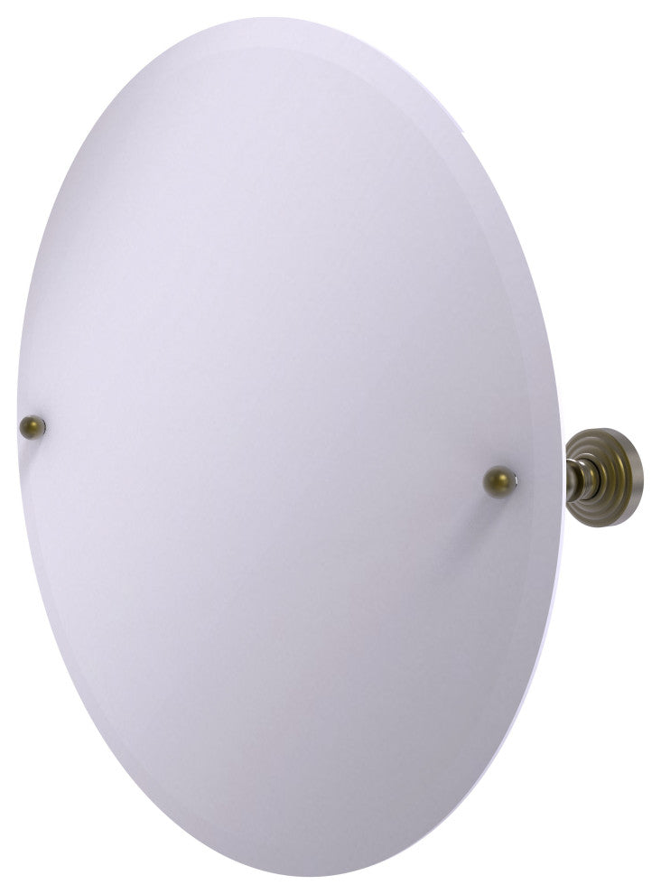 Frameless Round Beveled Edge Tilt Mirror, Antique Brass