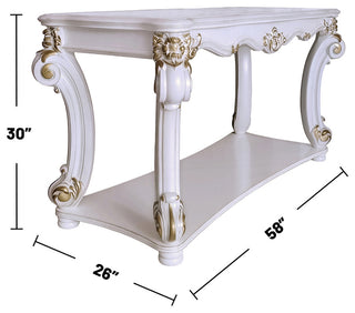 Wooden Sofa Table with Bottom Shelf in Antique Pearl