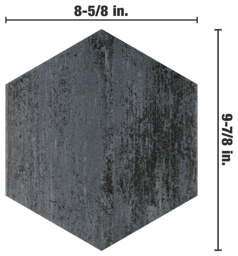 Cassis Hex Black Porcelain Floor and Wall Tile