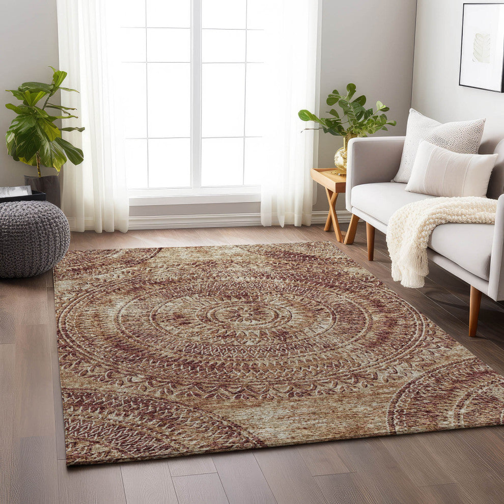 Addison Premium Washable Mayfield AMF113 Red 5' x 7'6" Rug