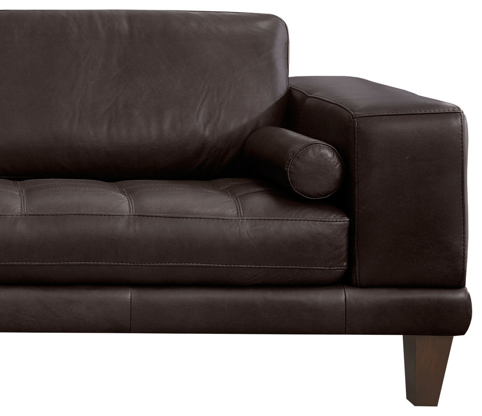 Wynne Contemporary Sofa With Brown Wood Legs, Espresso