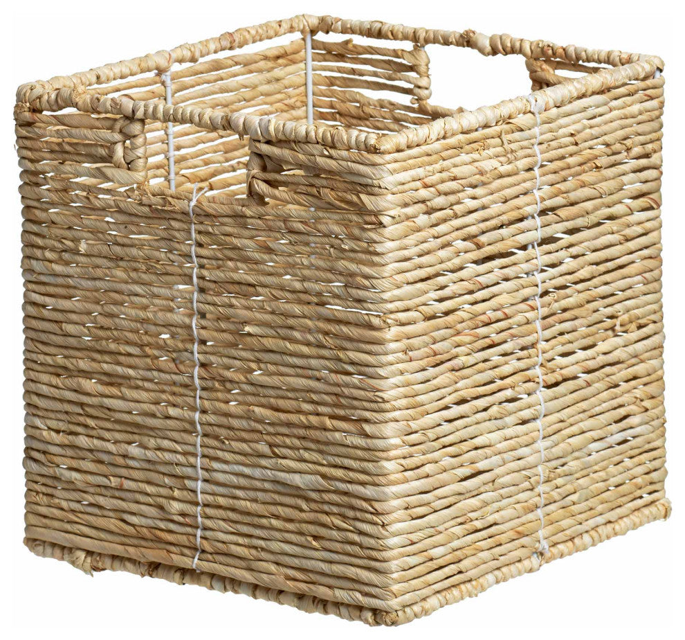 Maiz Woven Corn Leaf Basket, Square, 11x11x11in.