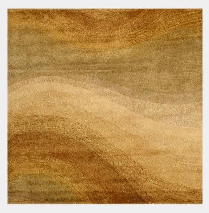 EORC Hand-tufted Wool Gold Contemporary Abstract Desertland Rug, Round 6'x6'