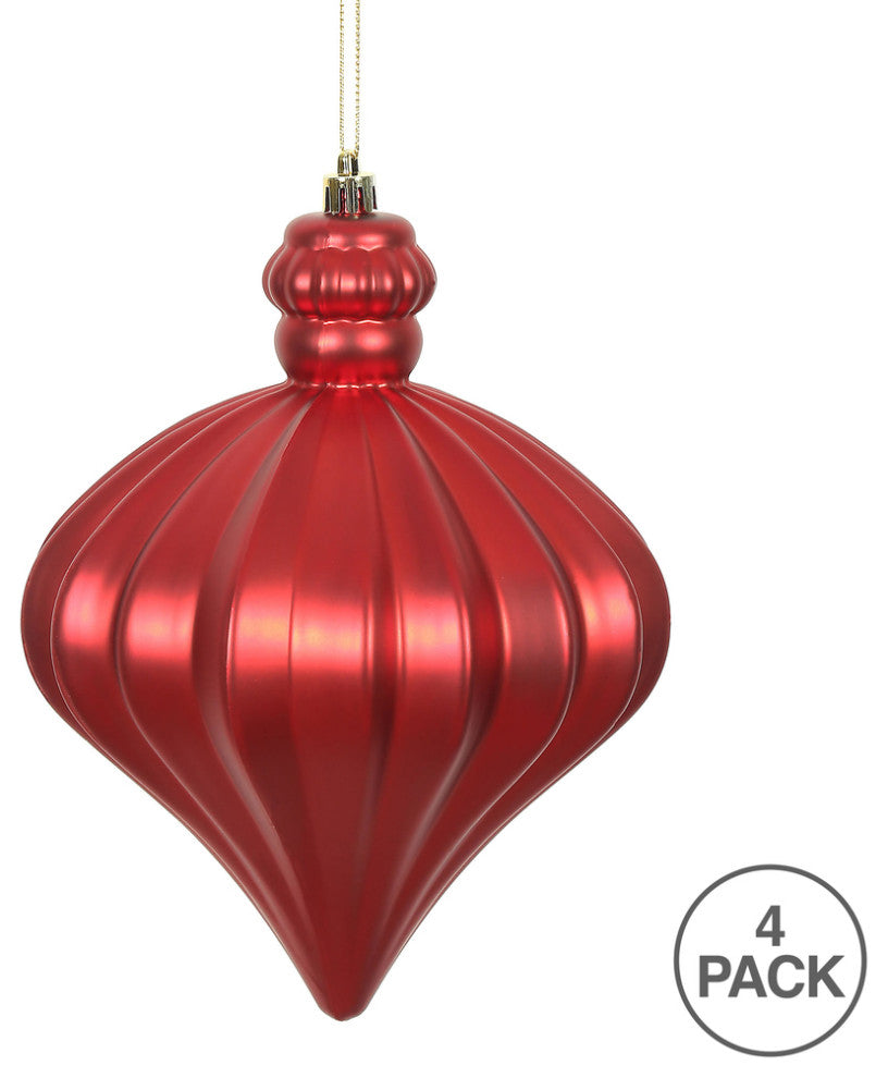 Vickerman 6" Red Matte Onion Drop 4-Pack, N175803D
