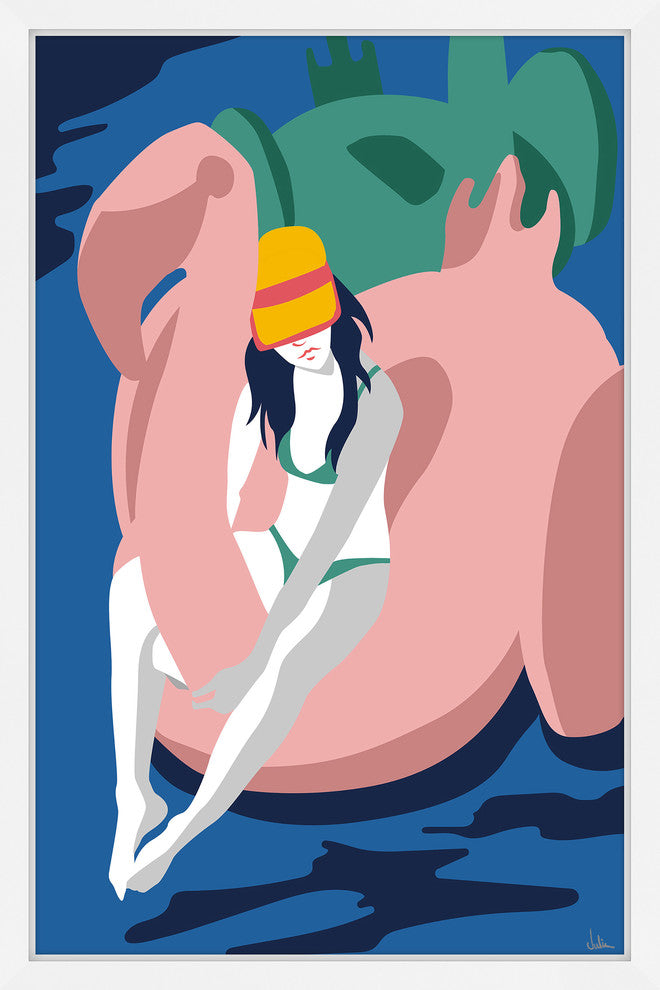 "Floating Flamingo II" Framed Painting Print, 30"x45"