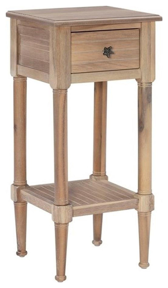 Home Square Wood Accent Starfish Coastal Side Table in Natural - Set of 2