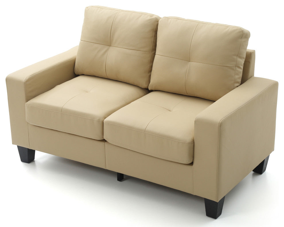 Newbury Faux Leather Modular Love Seat, Beige