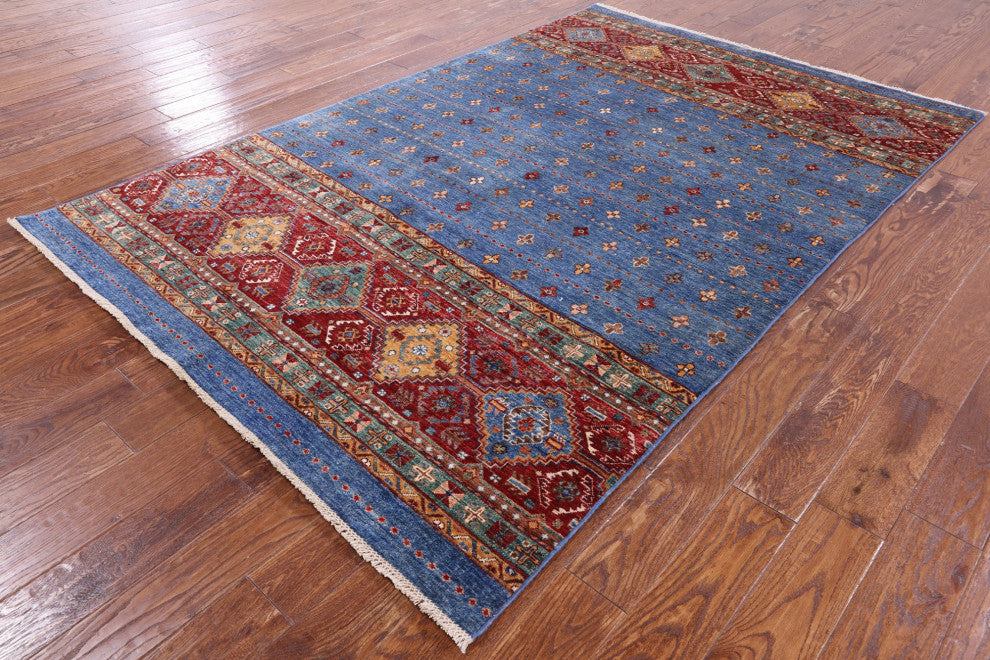 5' 7" X 8' 6" Super Kazak Khorjin Handmade Wool Rug Q7642