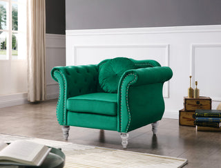 Hollywood Green Velvet Tufted Accent Chair