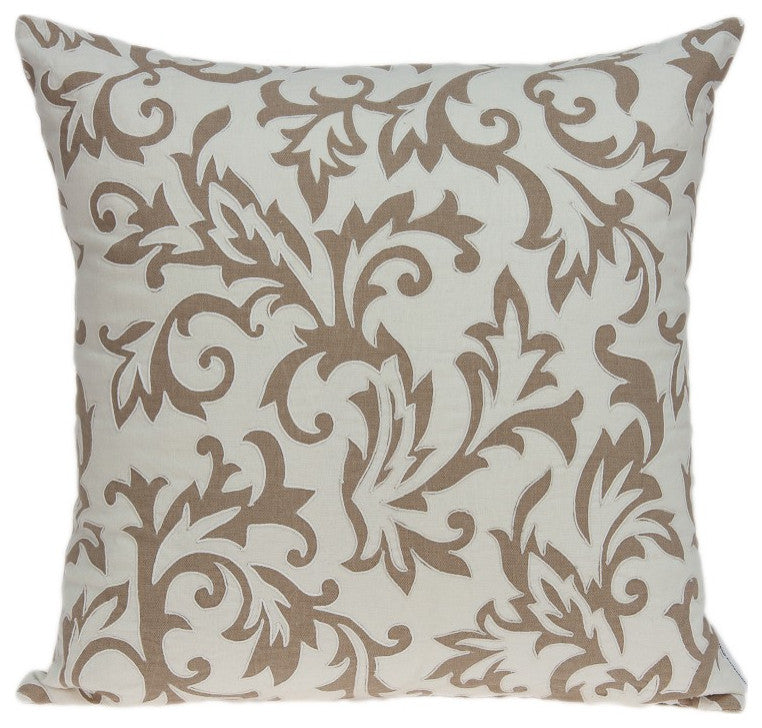 20" X 7" X 20" Clean Line Transitional Beige Pillow Cover With Down Insert