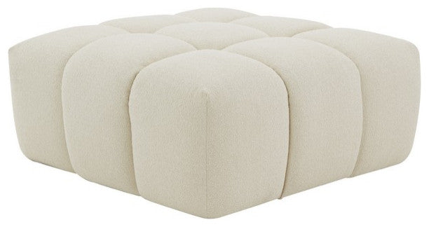 Safavieh Couture Petryna Boucle Tufted Ottoman Creme