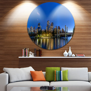 Calgary Skyline, Cityscape Photography Round Wall Art, 36"