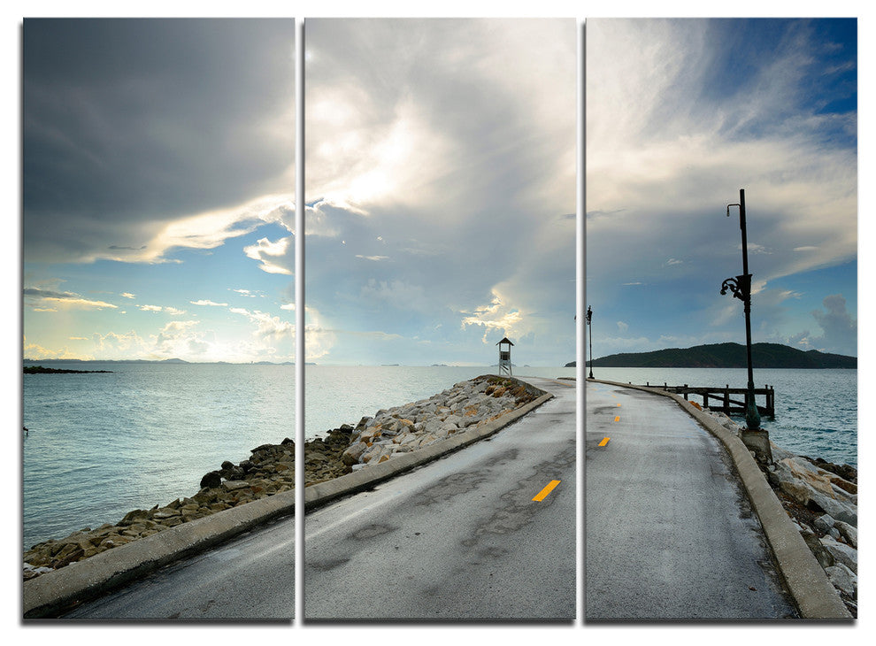 "Vintage Pathway into the Ocean" Wall Art, 3 Panels, 36"x28"