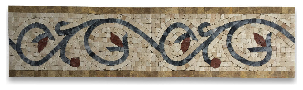 Marble Mosaic Border Bathroom Listello Tile Floral Noce 6x12 Polished, 1 piece