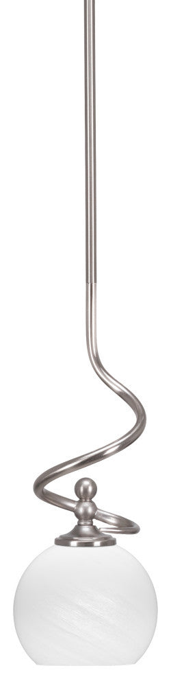 Capri Stem Mini Pendant In Brushed Nickel Finish With 5.75" White Marble Glass