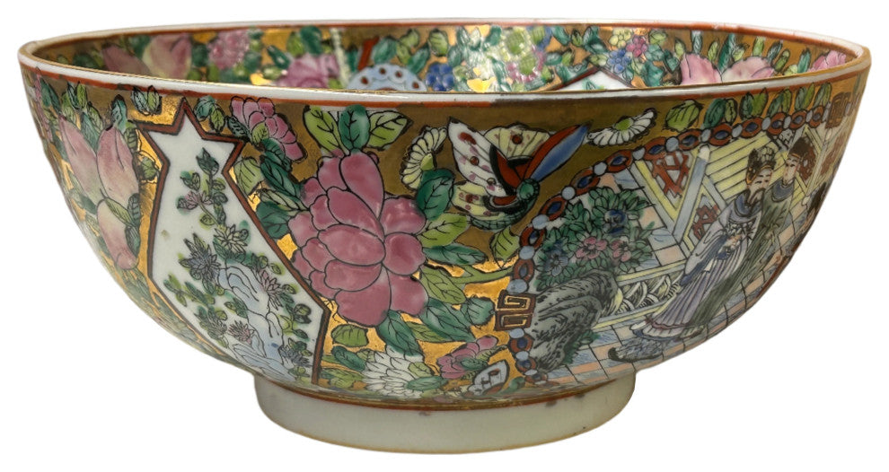 Chinese Vintage Famille Rose People Scenery Porcelain Art Bowl Hws4399