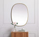 Metal Frame Oval Mirror 27X36 Inch, Brass