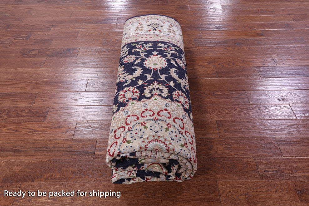 Handmade Wool & Silk Persian Nain Rug 8' 2" X 10' 5" - Q14722