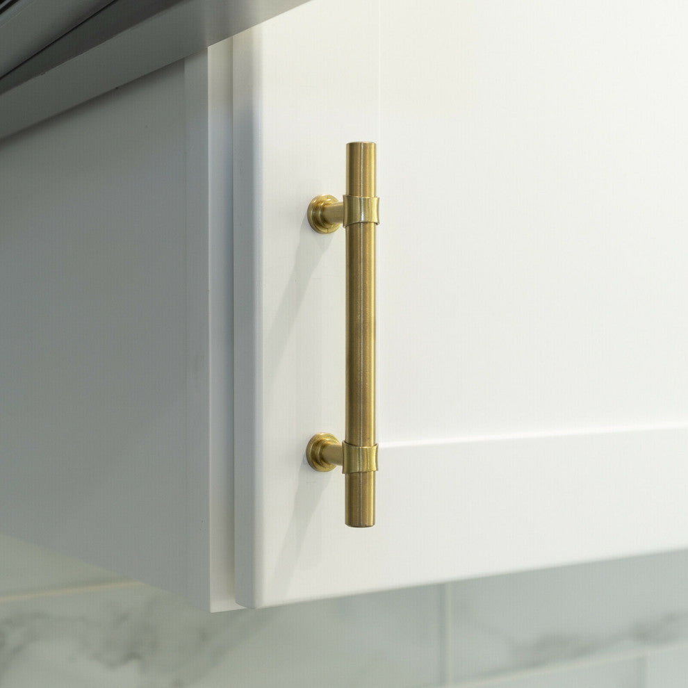 Satin Brass Gold Handle Pull 6-1/4" (160mm) Hole Centers, 8-3/4" Length