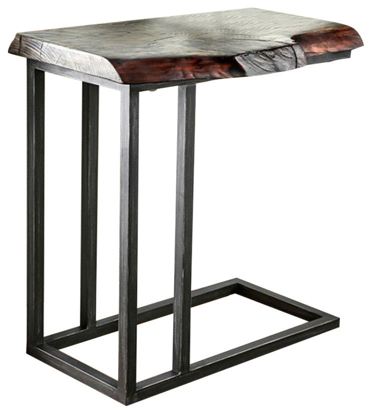 Kya Industrial Design Side Table, Rustic Natural Tone Finish