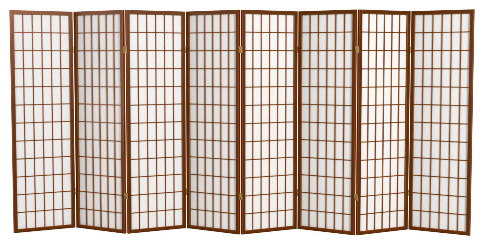5' Tall Window Pane Shoji Screen, Walnut, 8 Panels