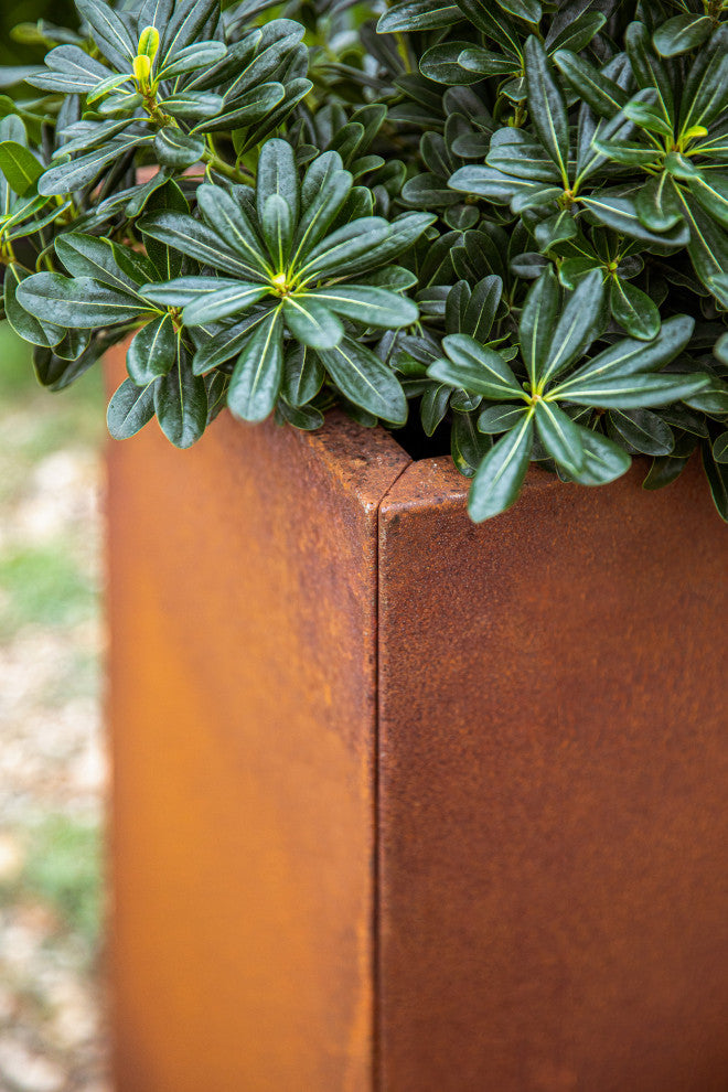 Metallic Series Corten Steel Pedestal Planter, Short
