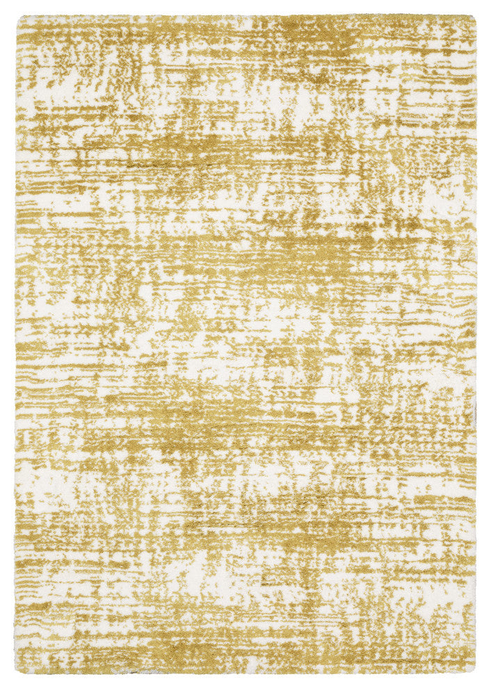 Greer Modern Distressed Etchings Gold/ Ivory Area Rug, 5'3" x 7'6"