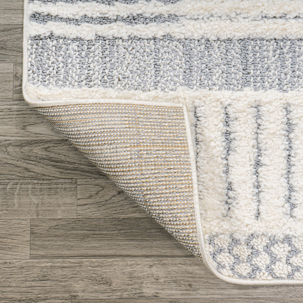 Kerstin Geometric High-Low Cream/Gray 2'x8' Runner Rug