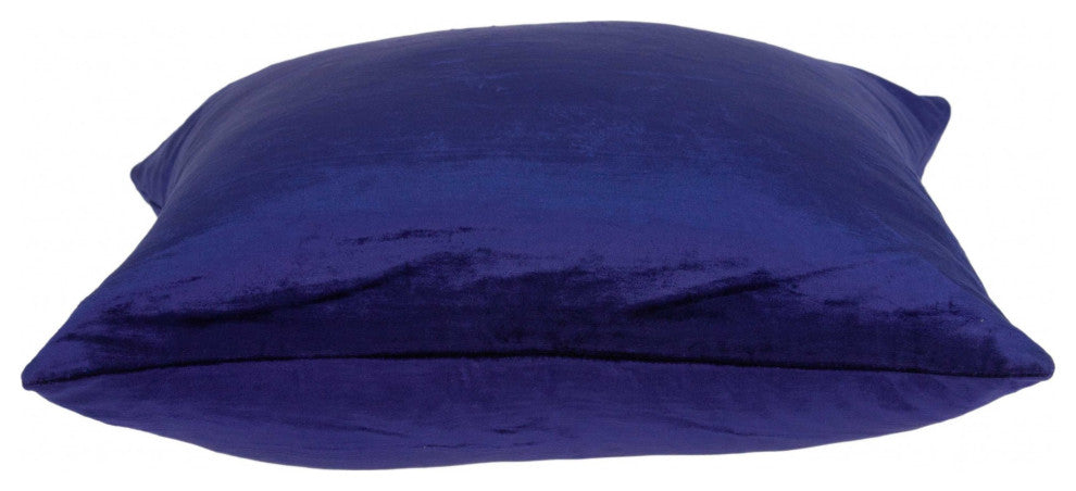 HomeRoots 18" x 0.5" x 18" Transitional Royal Blue Solid Pillow Cover