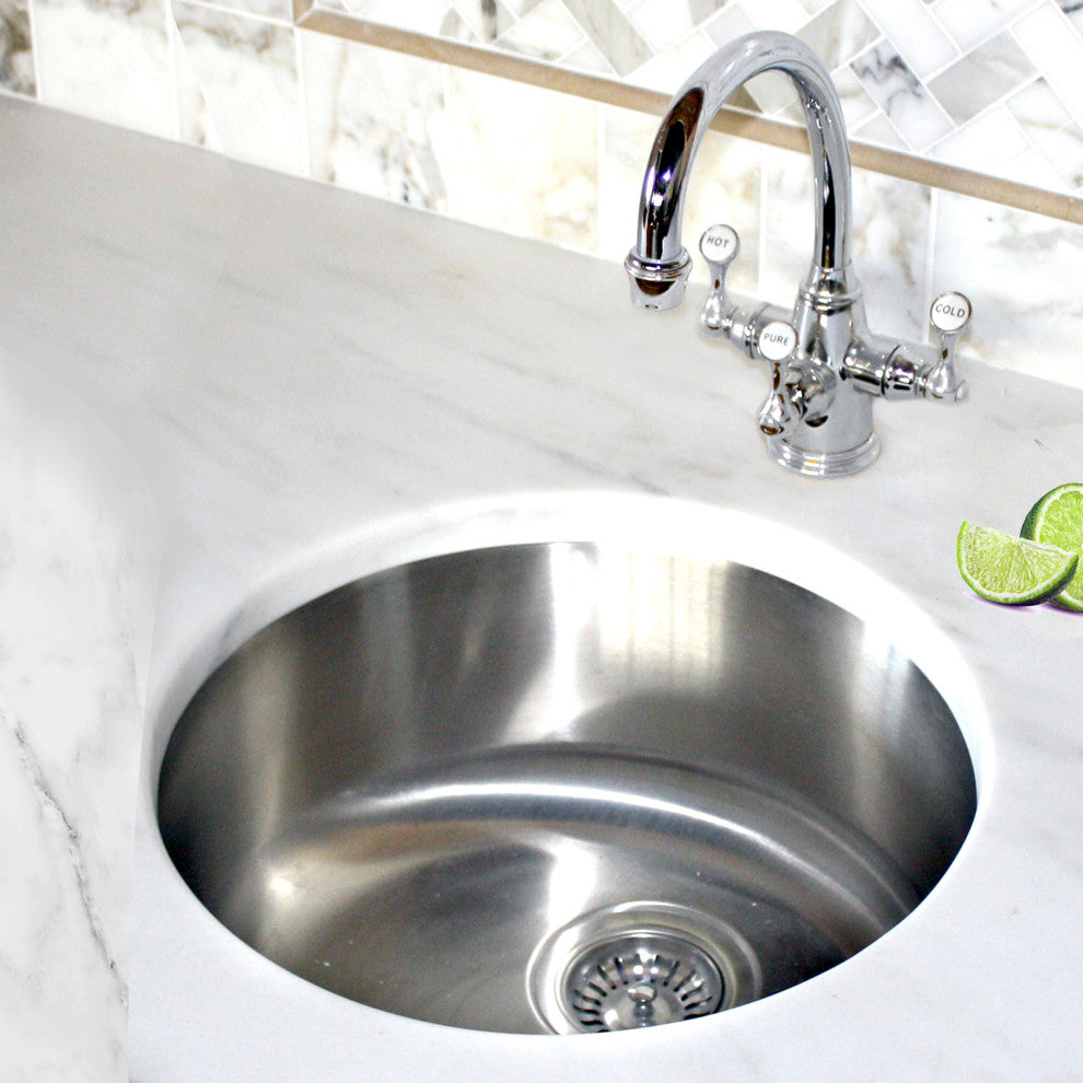 Nantucket Sinks Round Undermount Stainless Steel Bar and Prep Sink, 18 Gauge