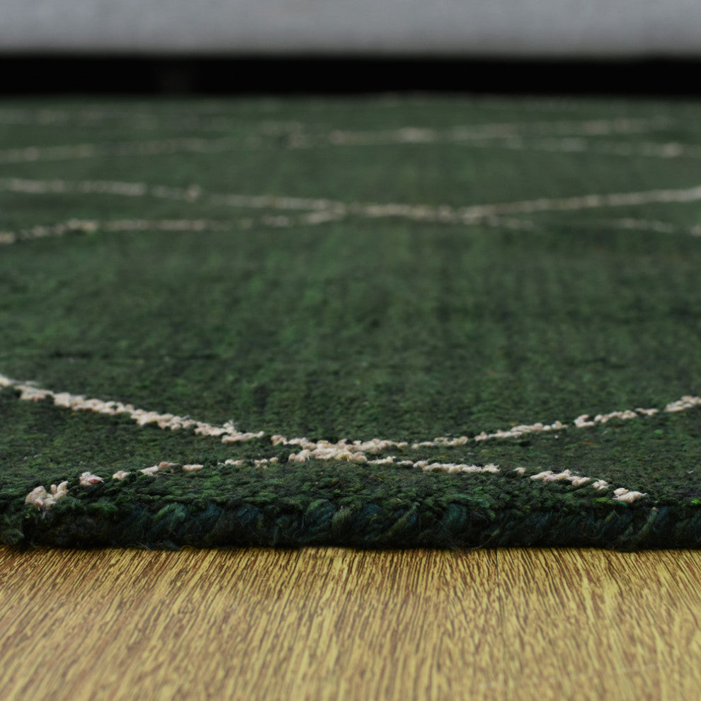 HAND KNOTTED LOOM SILK AREA RUGS-8'x10',Rectangle,Dark Green,Contemporary