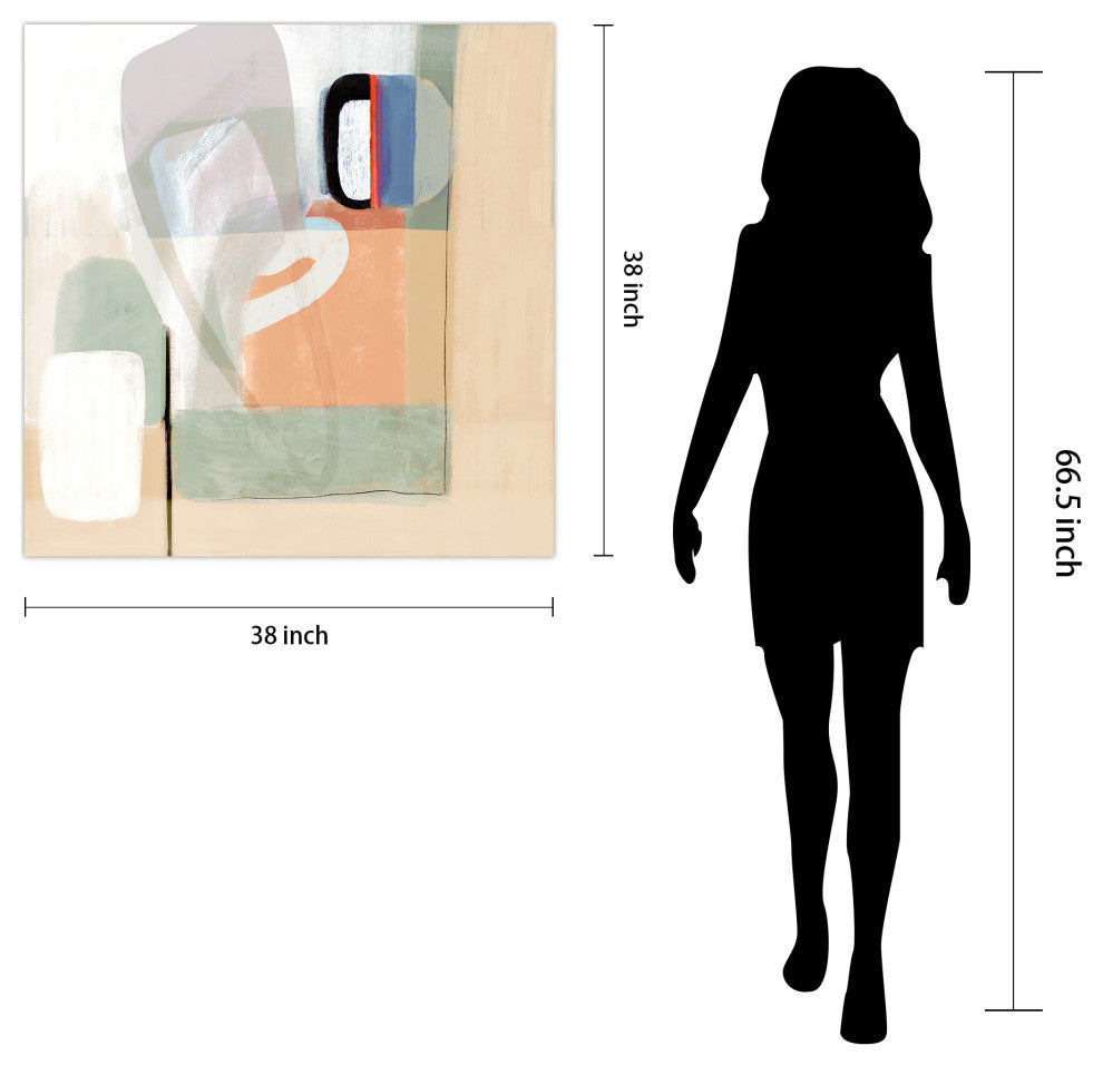 "Multiform I" Abstract Wall Art on Frameless Free Floating Tempered Glass