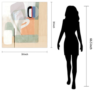 "Multiform I" Abstract Wall Art on Frameless Free Floating Tempered Glass