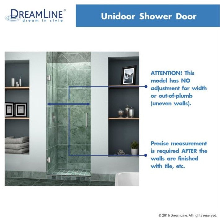 DreamLine 23" to 30" Frameless Hinged Sliding Shower Door, SHDR-20237210F-09