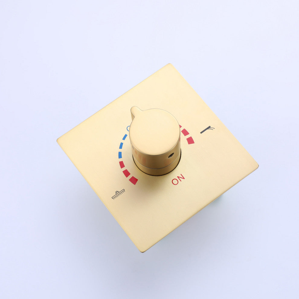 Ceiling Mounted Rain Shower System with Hand Shower-Includes Rough-in Valve, Brushed Gold