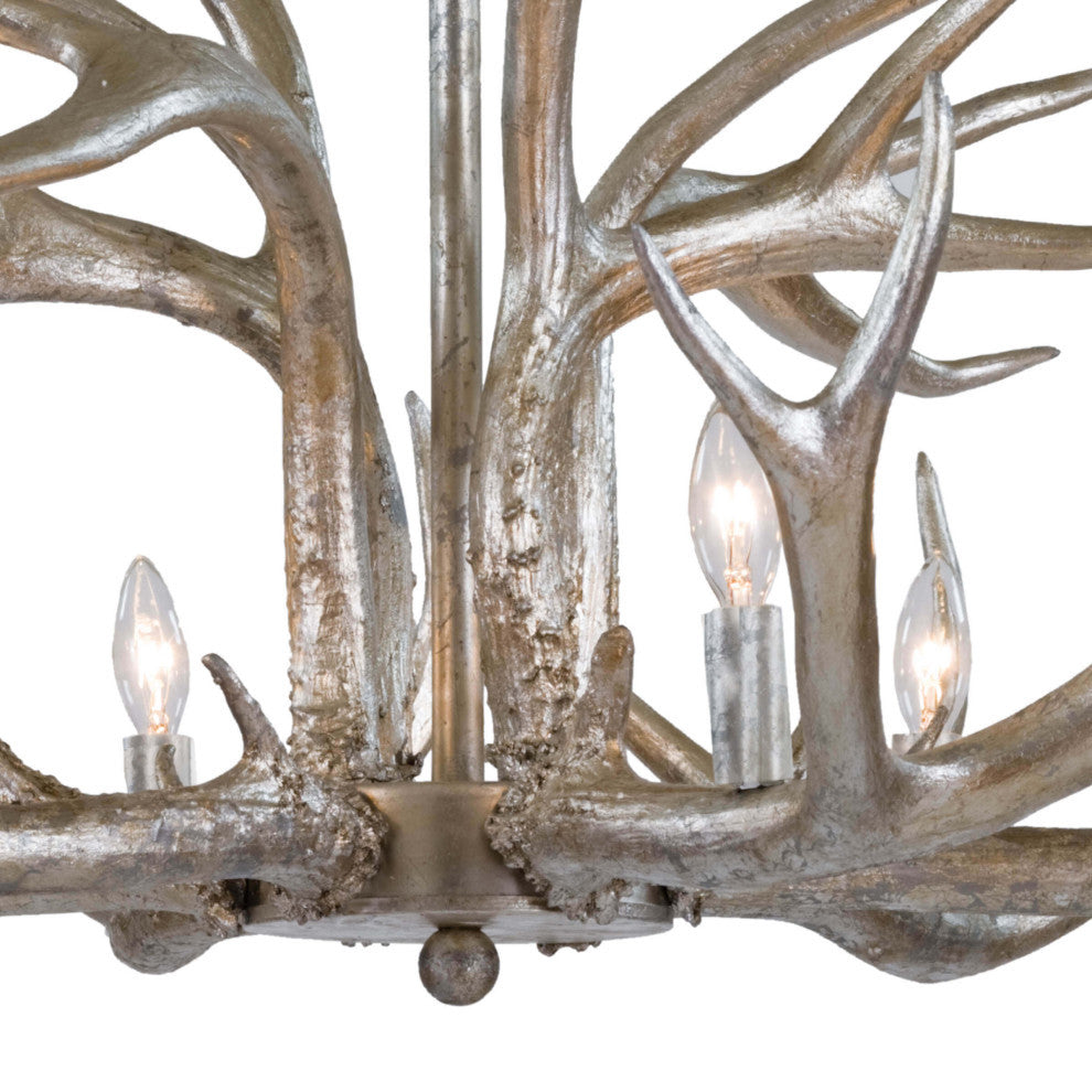 Antler Chandelier, Ambered Silver Leaf
