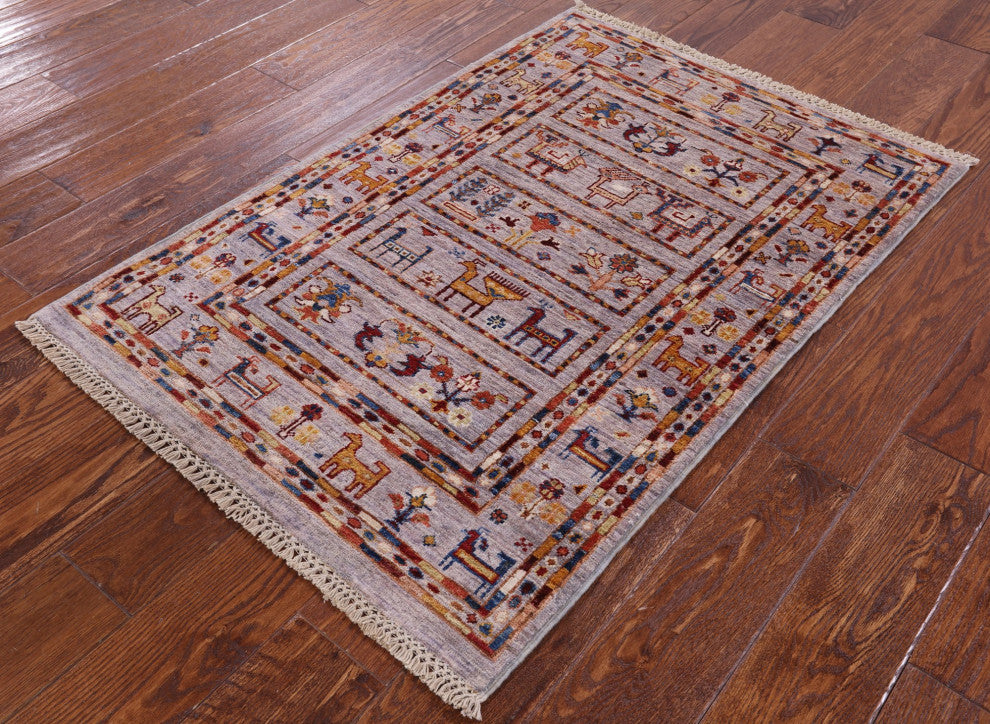 2' 8" X 3' 11" Handmade Tribal Persian Gabbeh Wool Rug Q8389